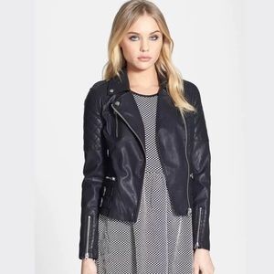 Topshop Wylde Faux Leather Biker Quilt Moto Jacket